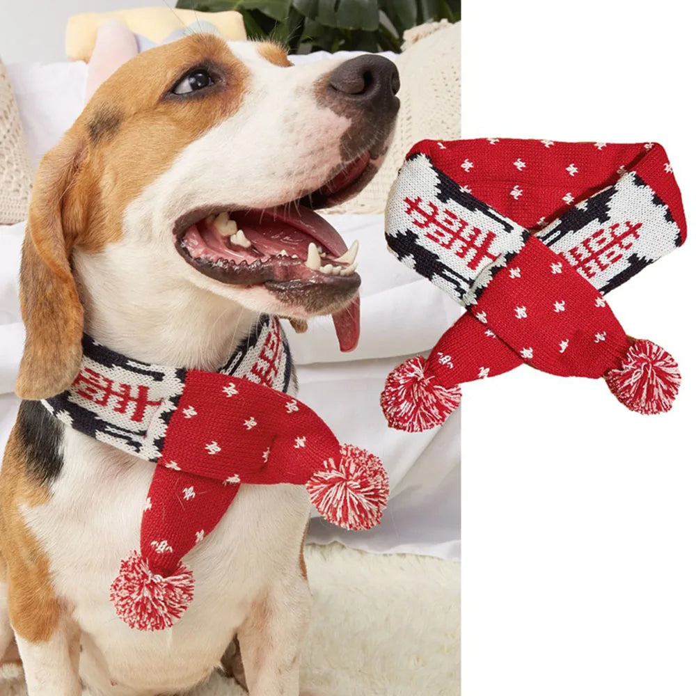 Christmas Dog Scarf – Festive Warm Knitted Pet Accessory