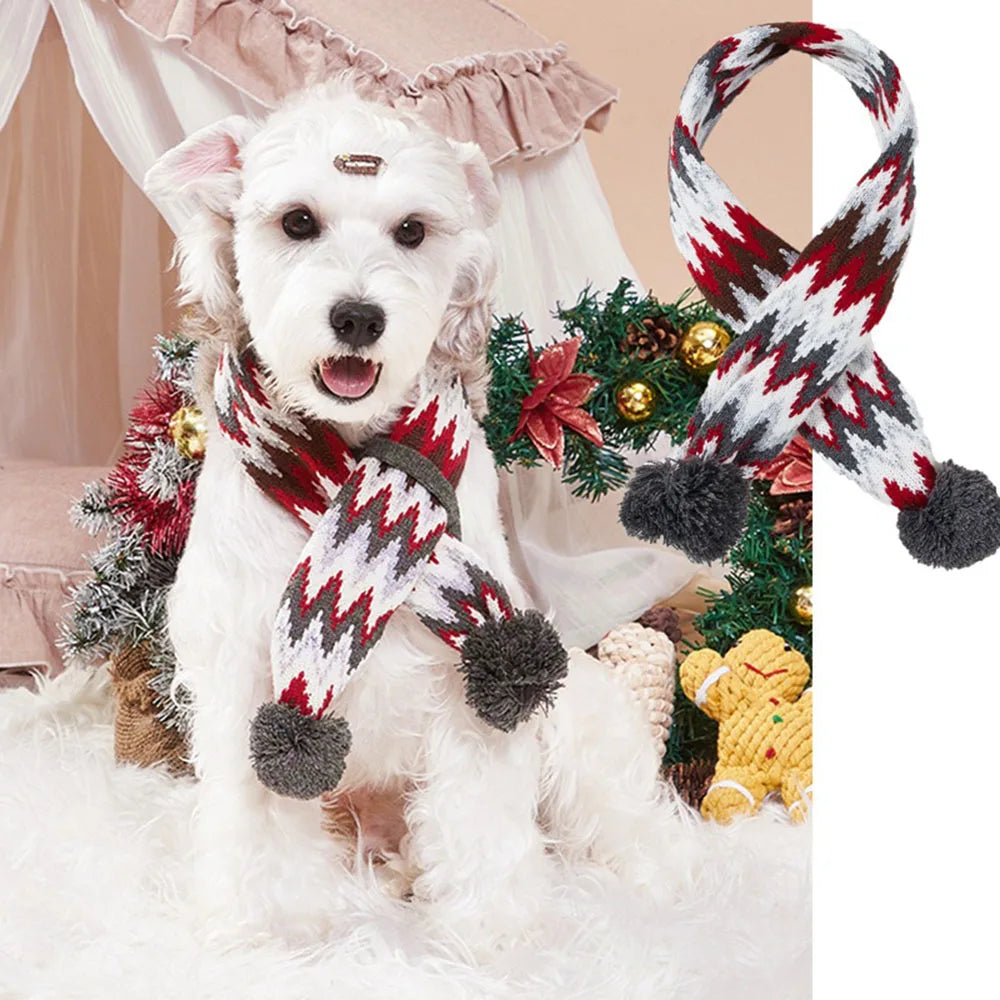 Christmas Dog Scarf – Festive Warm Knitted Pet Accessory