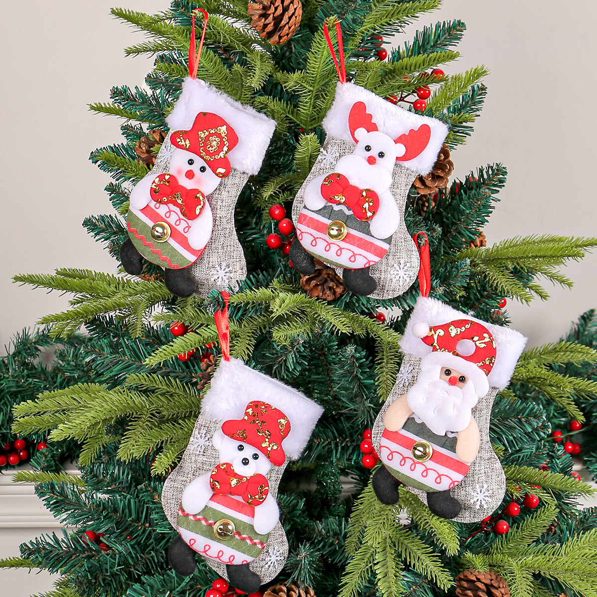 Plush Christmas Stockings for Festive Gift Displays