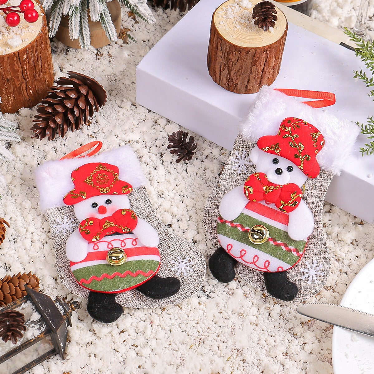 Christmas Plush Stocking Ornament & Gift Bag Decor