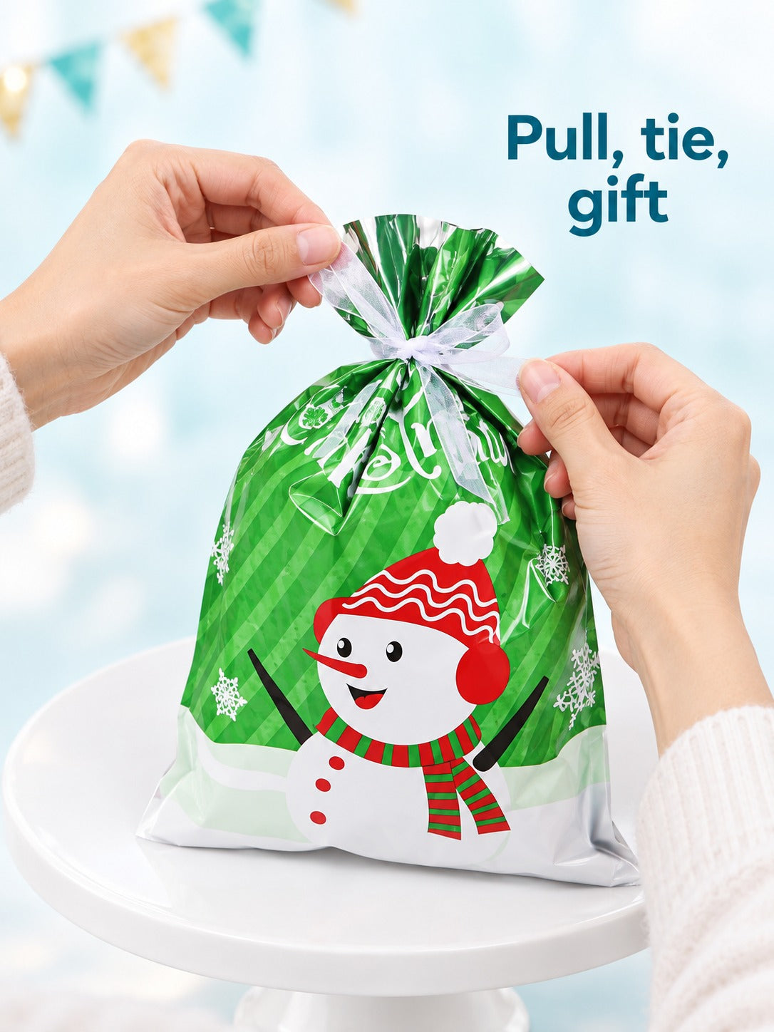 Christmas Drawstring Gift Bags 30 Pack Assorted Designs
