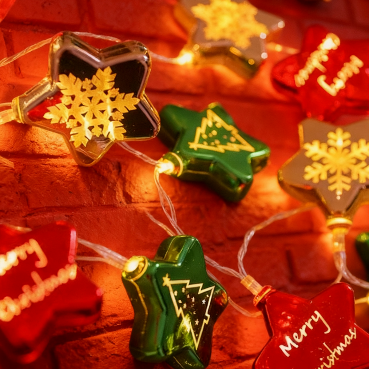 Electroplated Star Christmas LED String Lights for Tree