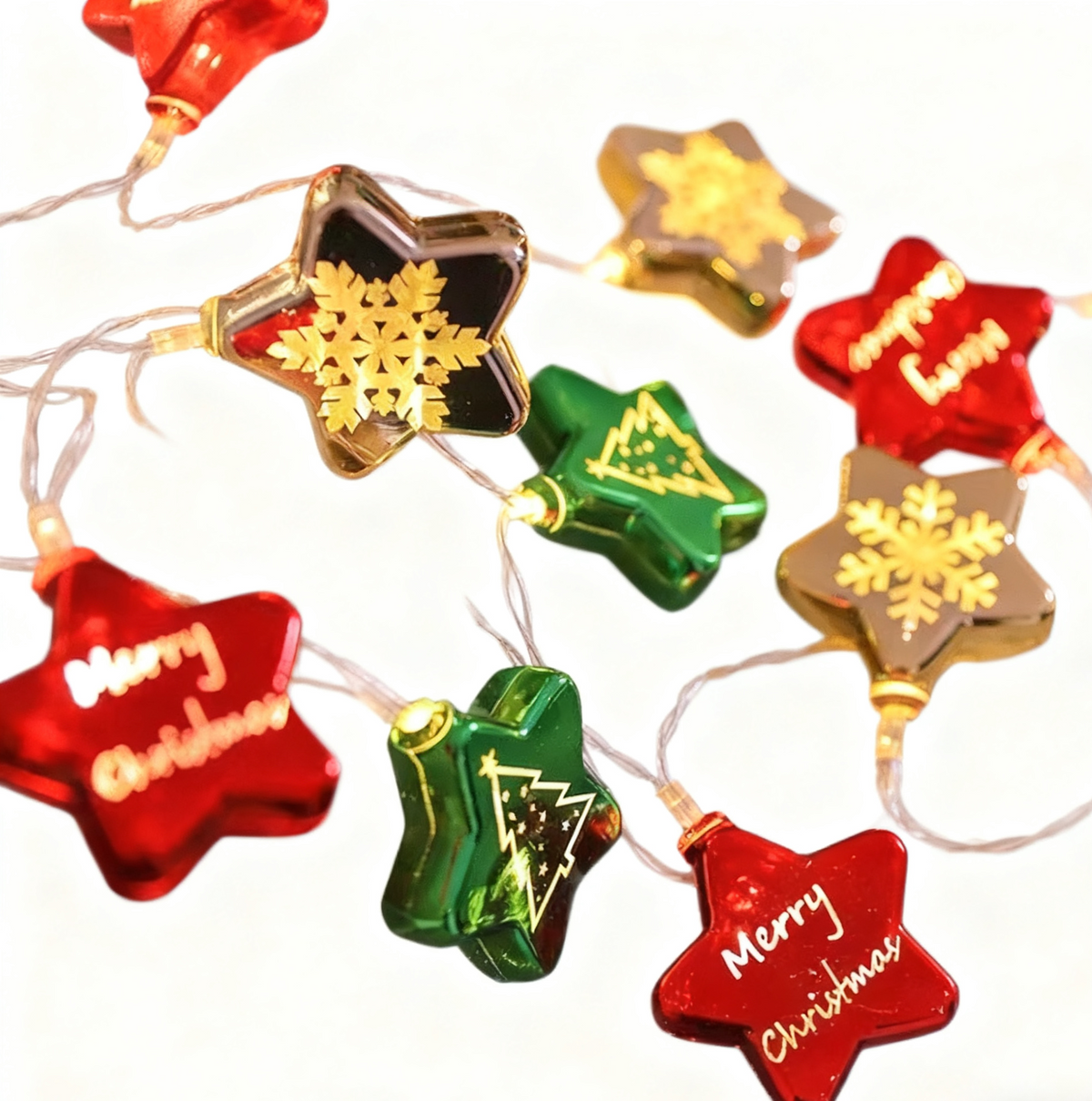 Electroplated Star Christmas LED String Lights for Tree