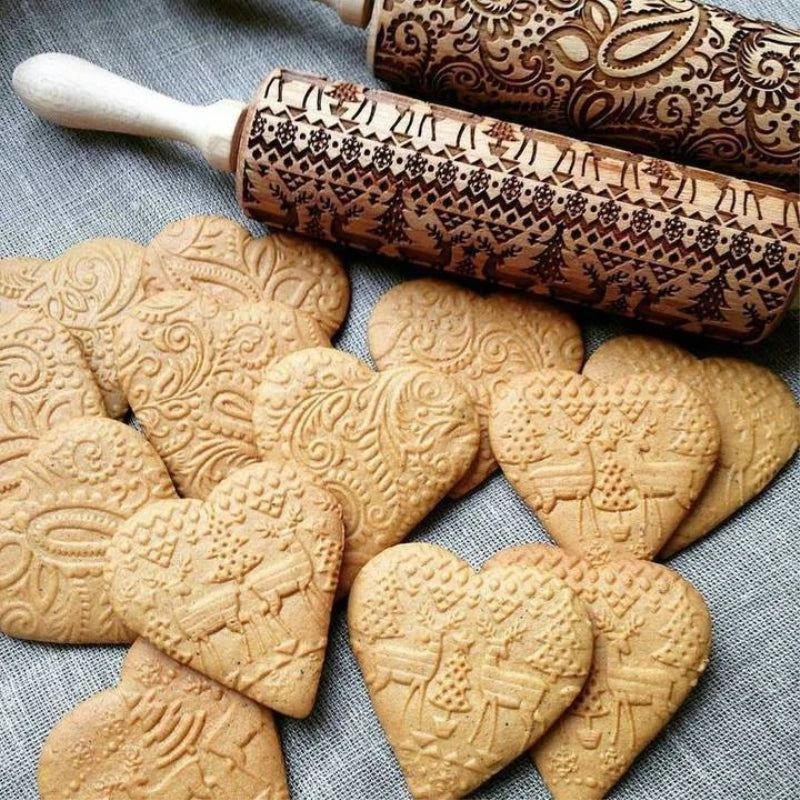 Christmas Embossing Rolling Pin for Cookies and Fondant