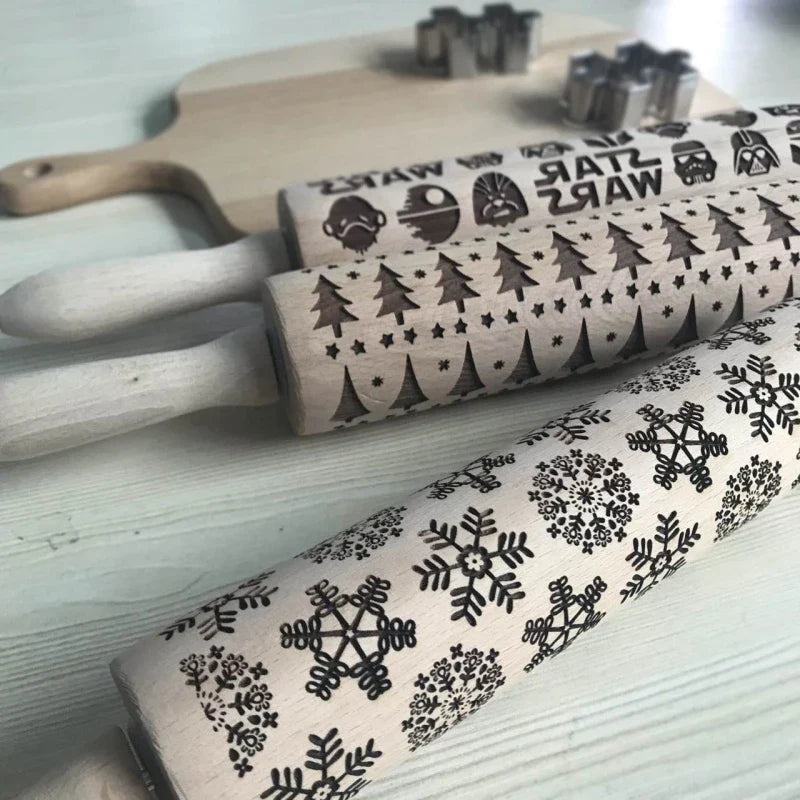 Christmas Embossing Rolling Pin for Cookies and Fondant