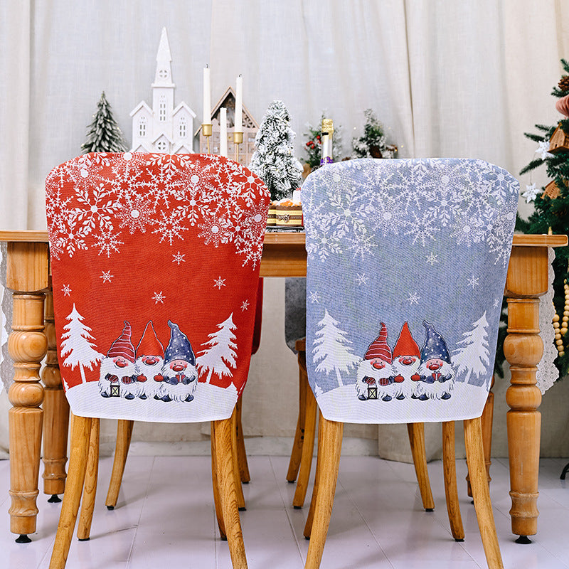 Christmas Chair Covers With Snowflake Forest Print Design