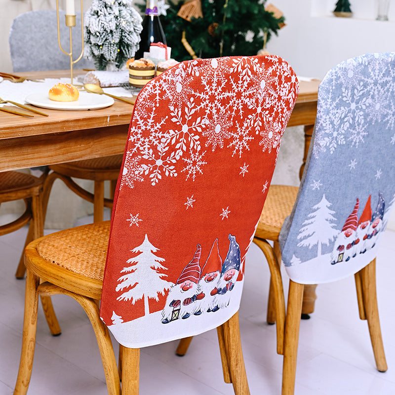 Christmas Chair Covers With Snowflake Forest Print Design