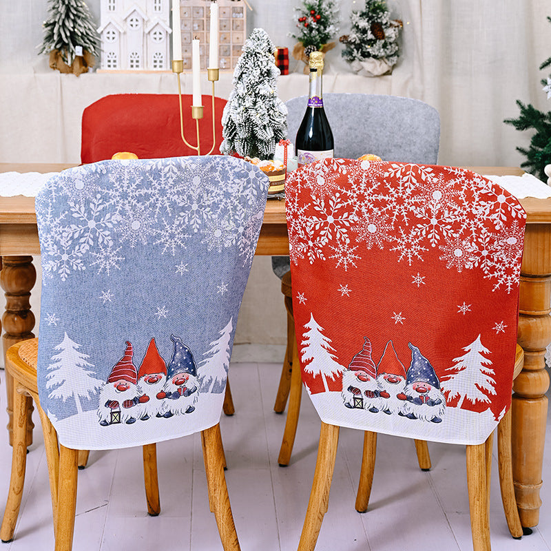 Christmas Chair Covers With Snowflake Forest Print Design