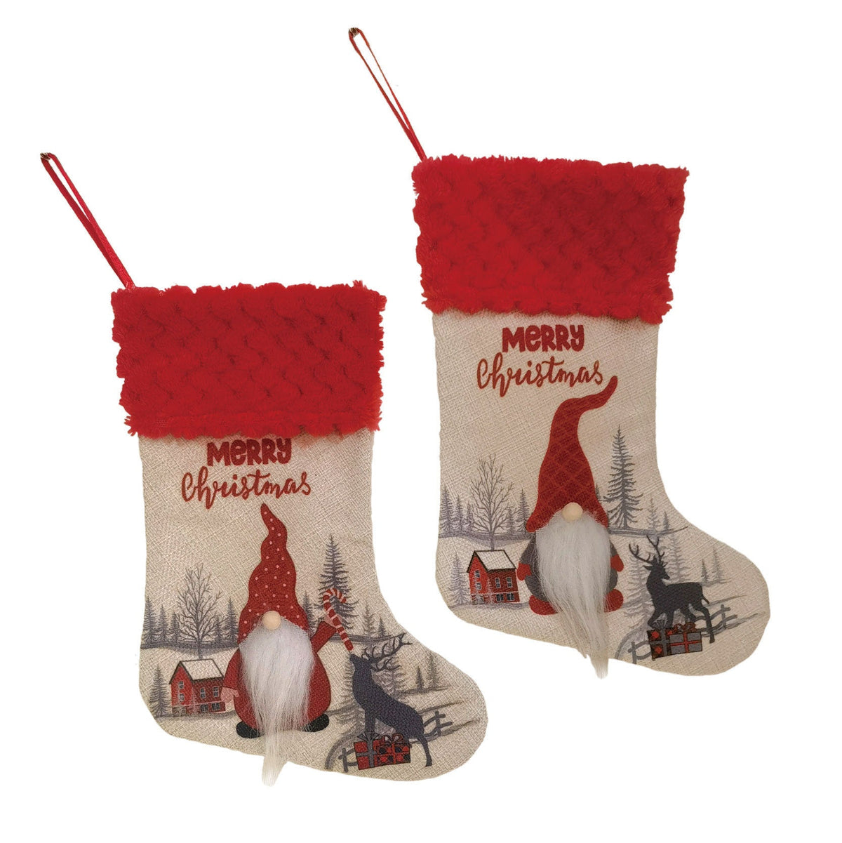 Faceless Santa Gnome Christmas Stocking Ornament