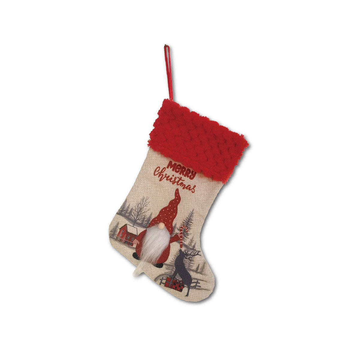 Faceless Santa Gnome Christmas Stocking Ornament