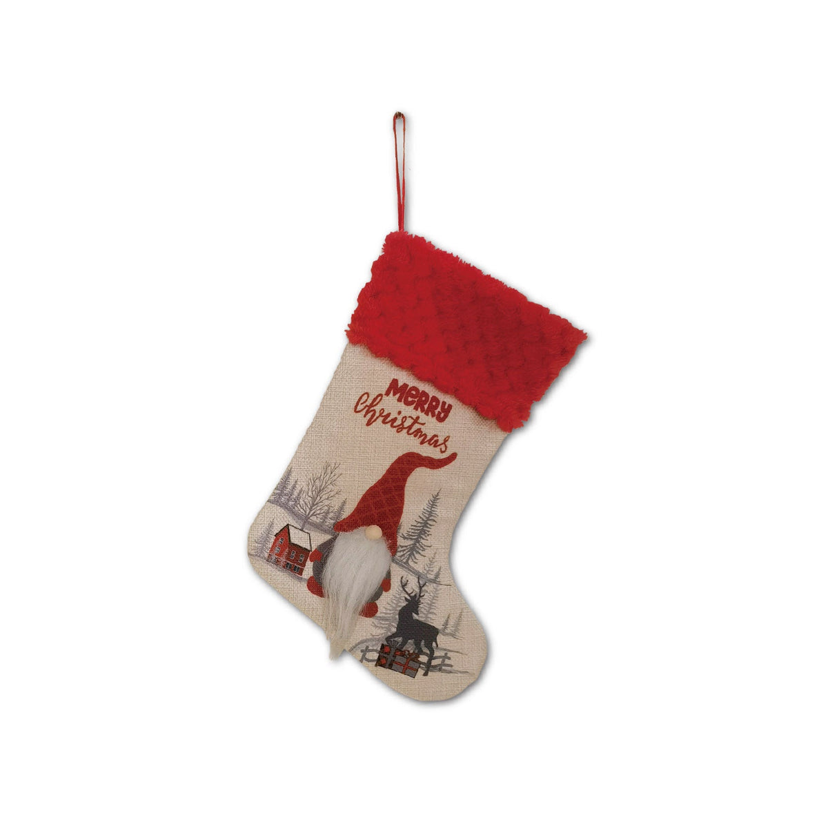 Faceless Santa Gnome Christmas Stocking Ornament