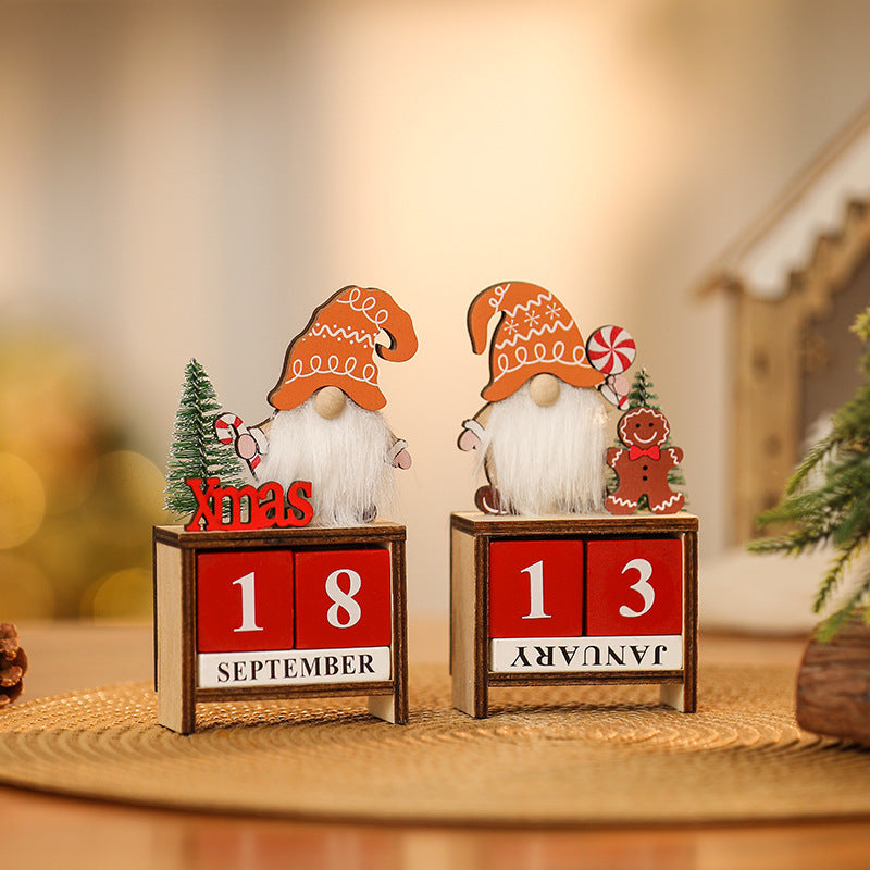 Christmas Wooden Perpetual Calendar Ornament Decor