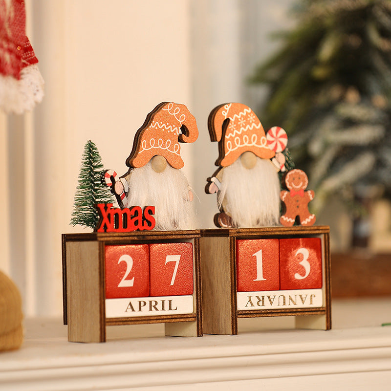 Christmas Wooden Perpetual Calendar Ornament Decor