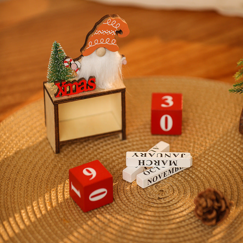 Christmas Wooden Perpetual Calendar Ornament Decor