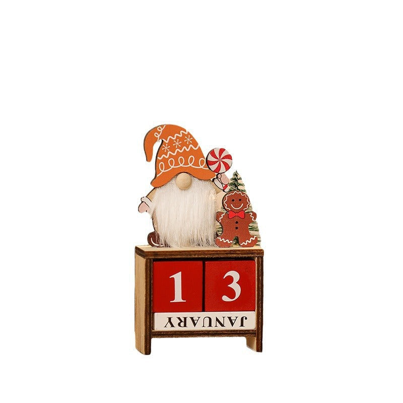 Christmas Wooden Perpetual Calendar Ornament Decor