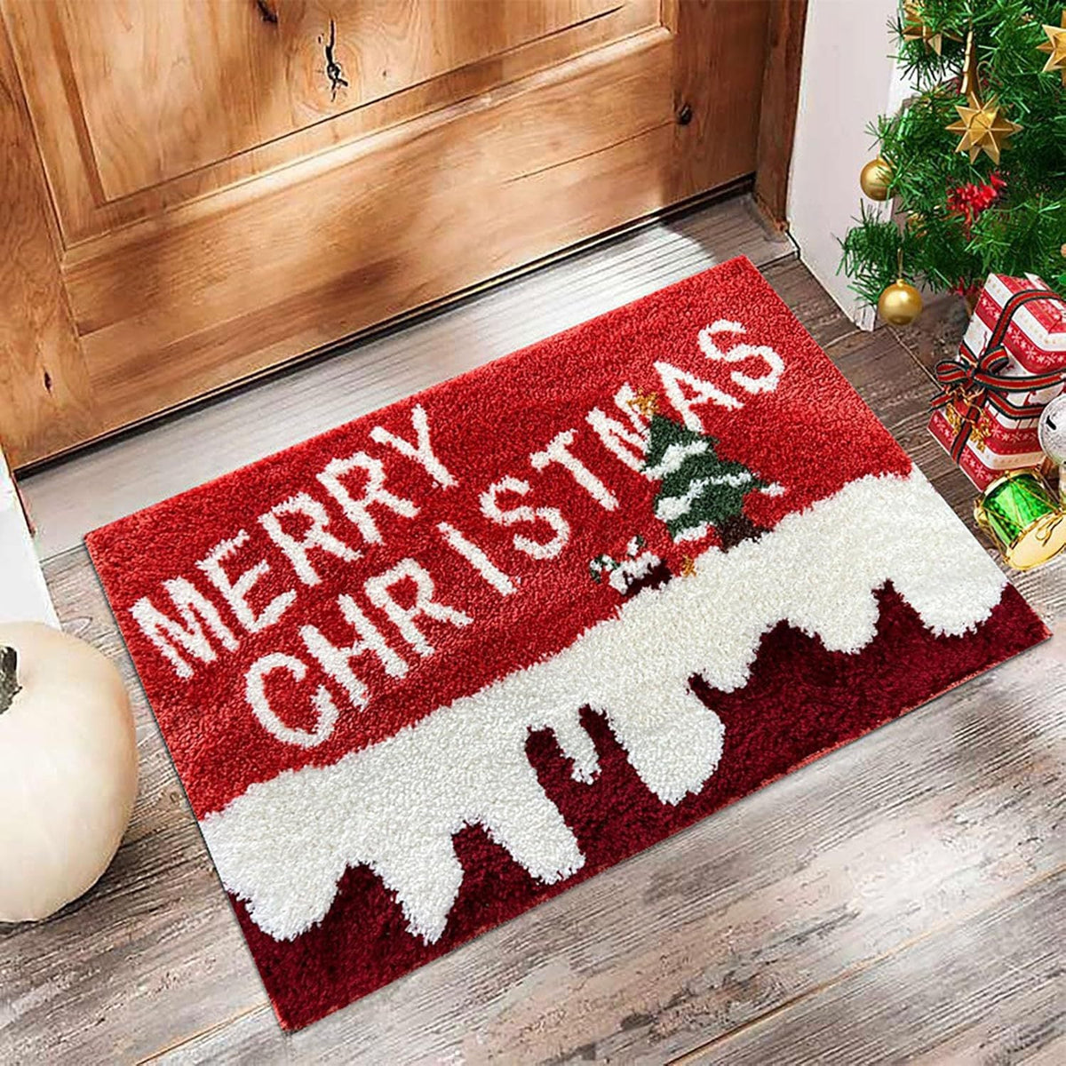 Christmas Faux Wool Rug for Absorbent Festive Floors