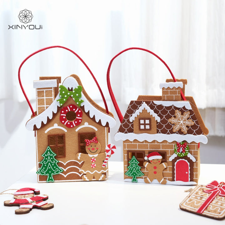 Christmas Felt Gift Bag for Gingerbread House Gifting
