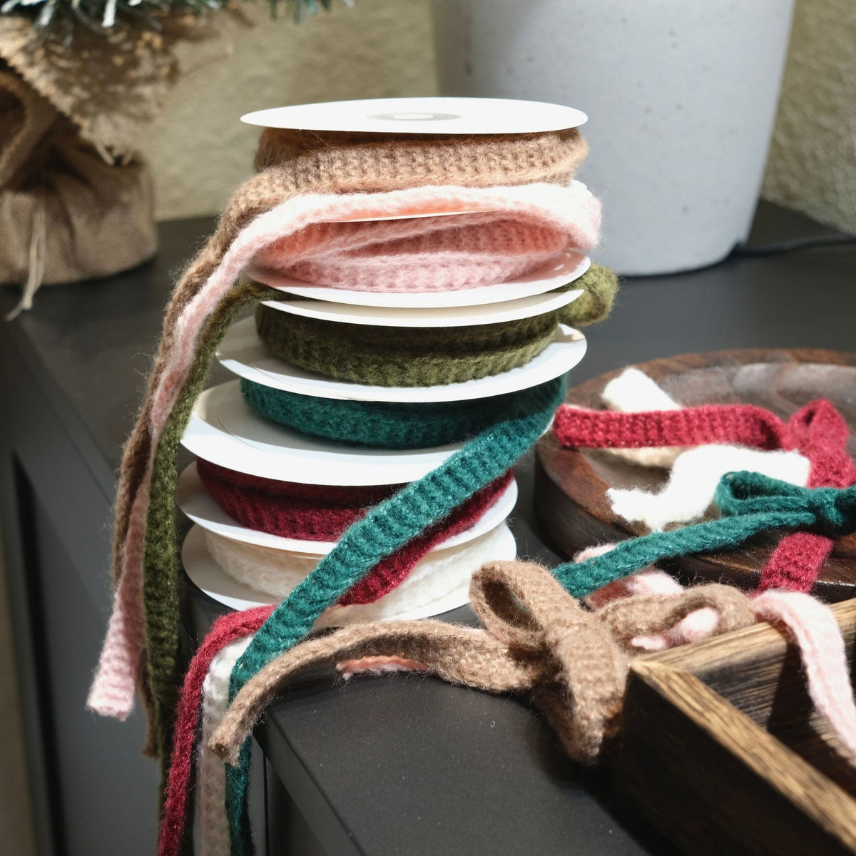 Knitted Yarn Ribbon for Cozy Christmas Gift Wrapping