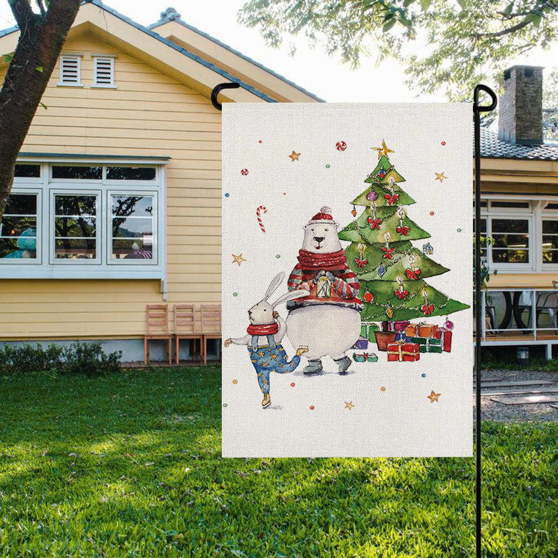 Christmas Garden Flag: Festive Linen-Look Yard Decor
