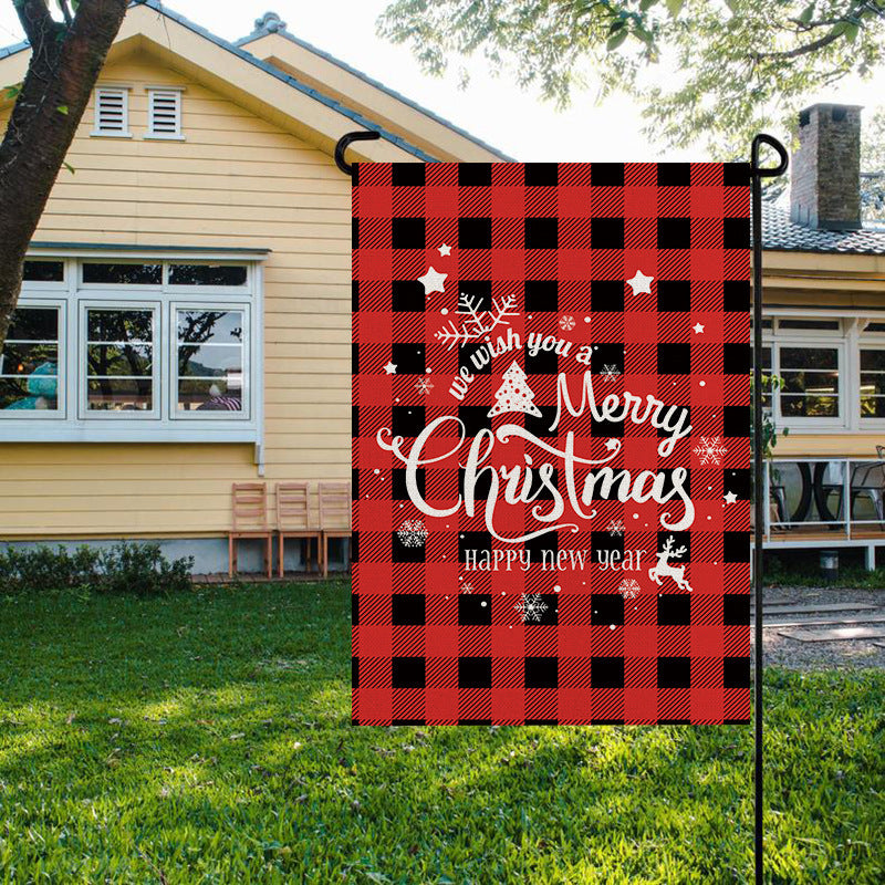 Christmas Garden Flag: Festive Linen-Look Yard Decor