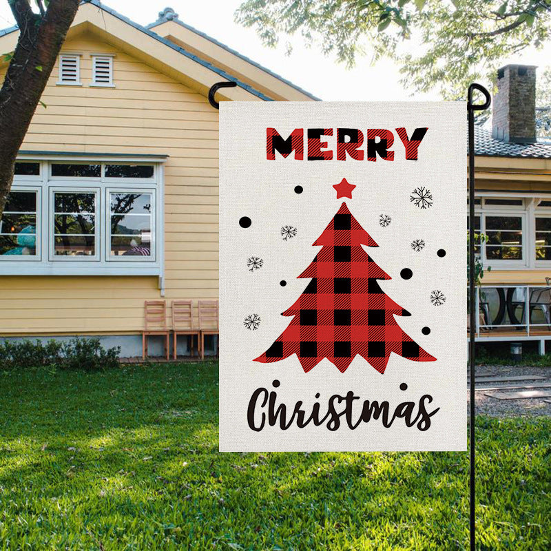 Christmas Garden Flag: Festive Linen-Look Yard Decor