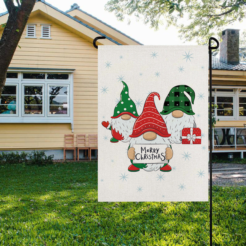 Christmas Garden Flag: Festive Linen-Look Yard Decor