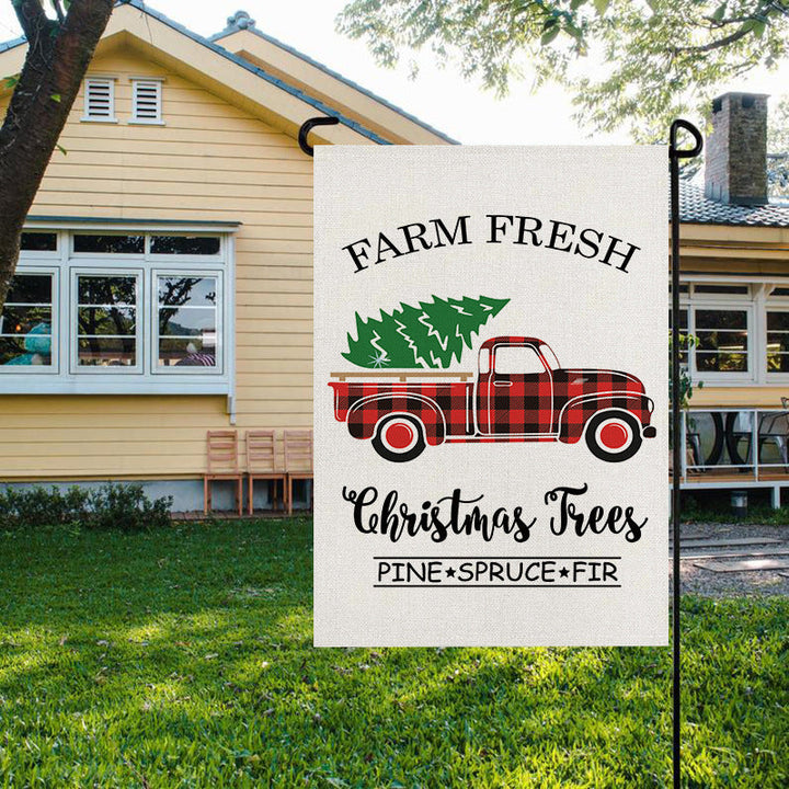 Christmas Garden Flag: Festive Linen-Look Yard Decor