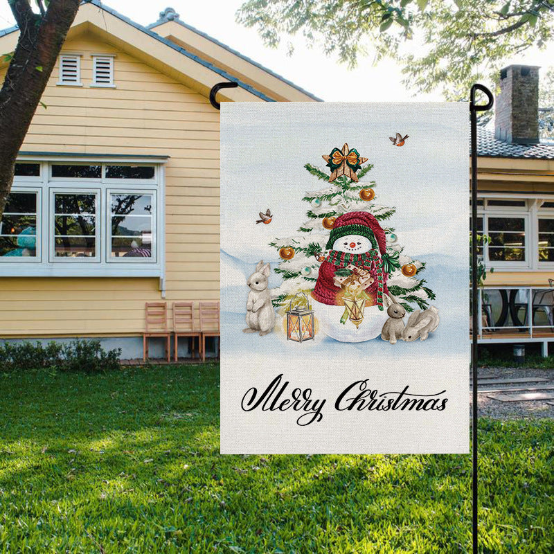 Christmas Garden Flag: Festive Linen-Look Yard Decor