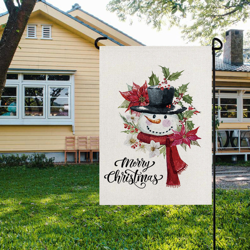 Christmas Garden Flag: Festive Linen-Look Yard Decor