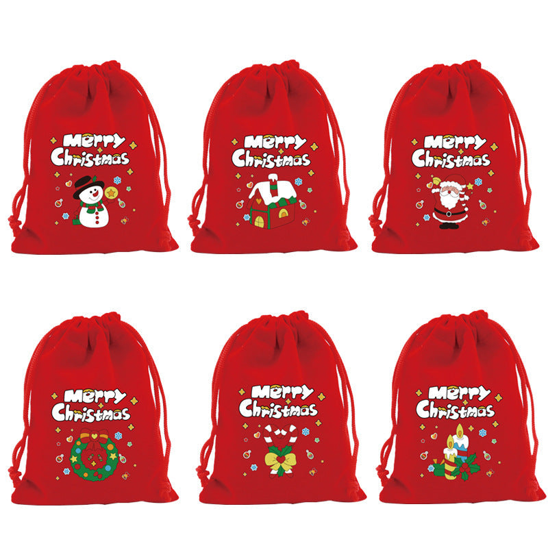 Christmas Gift Bags Reusable Velvet Drawstring Pouches