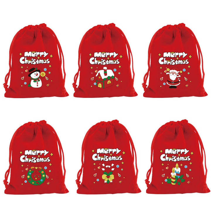 Christmas Gift Bags Reusable Velvet Drawstring Pouches