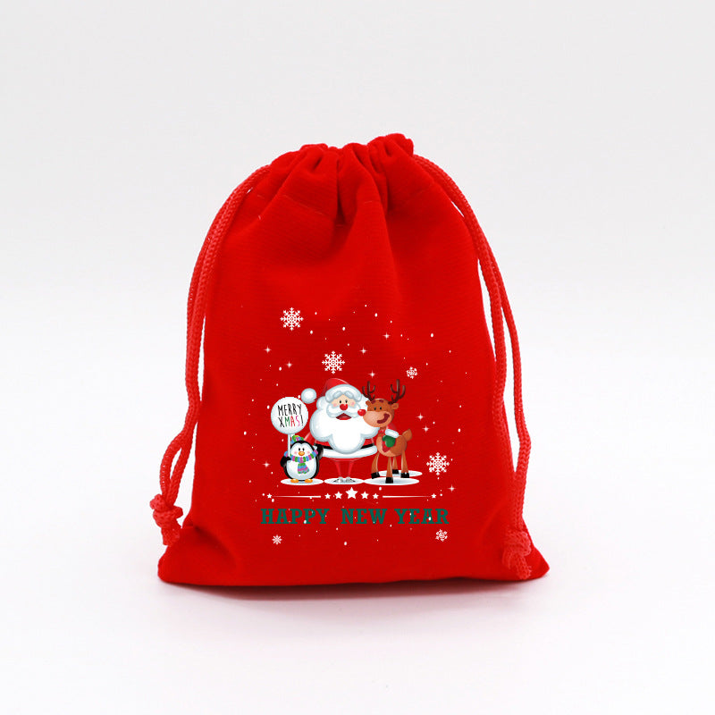 Christmas Gift Bags Reusable Velvet Drawstring Pouches