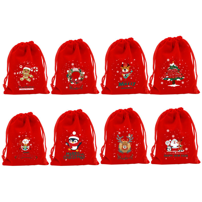 Christmas Gift Bags Reusable Velvet Drawstring Pouches