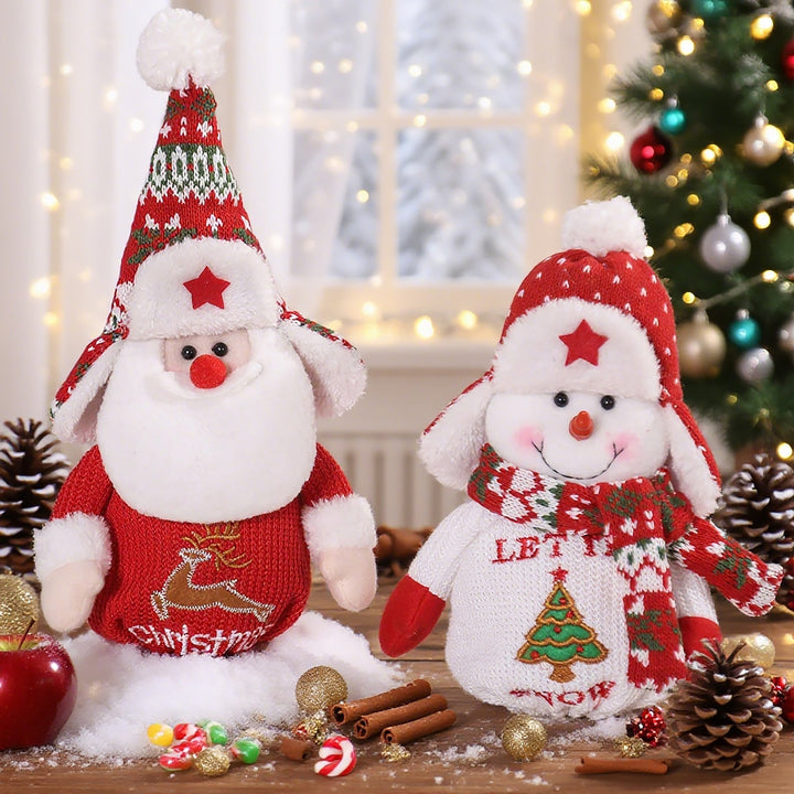 Christmas Plush Decorations Set for Festive Tabletop Cheer