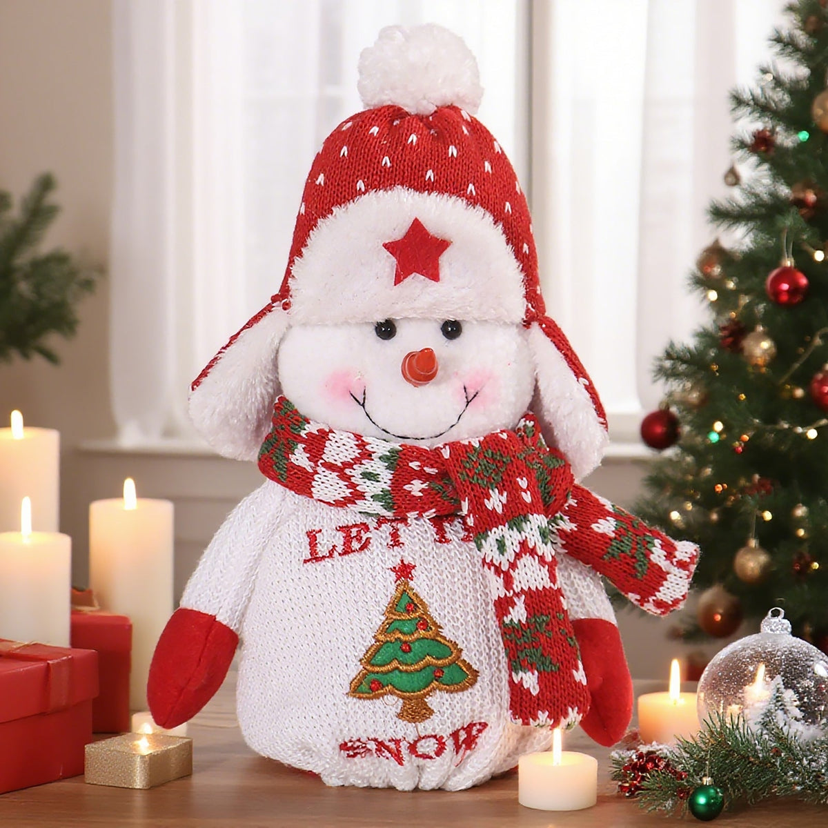 Christmas Plush Decorations Set for Festive Tabletop Cheer