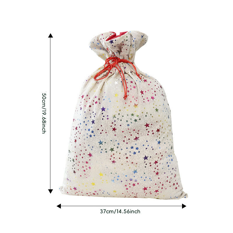 Reusable Christmas Gift Bag With Colorful Foil Stars