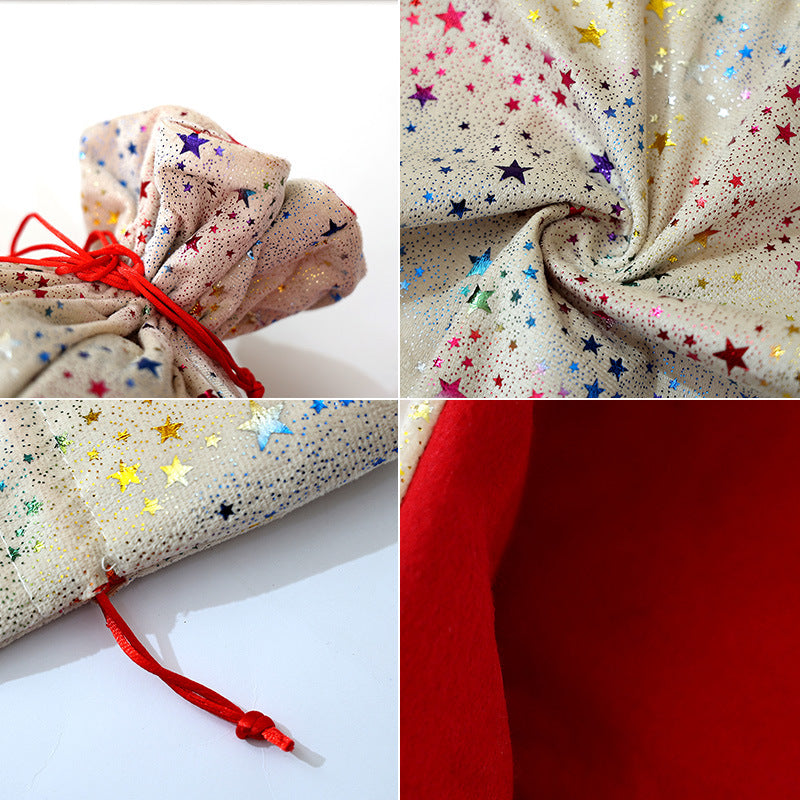 Reusable Christmas Gift Bag With Colorful Foil Stars