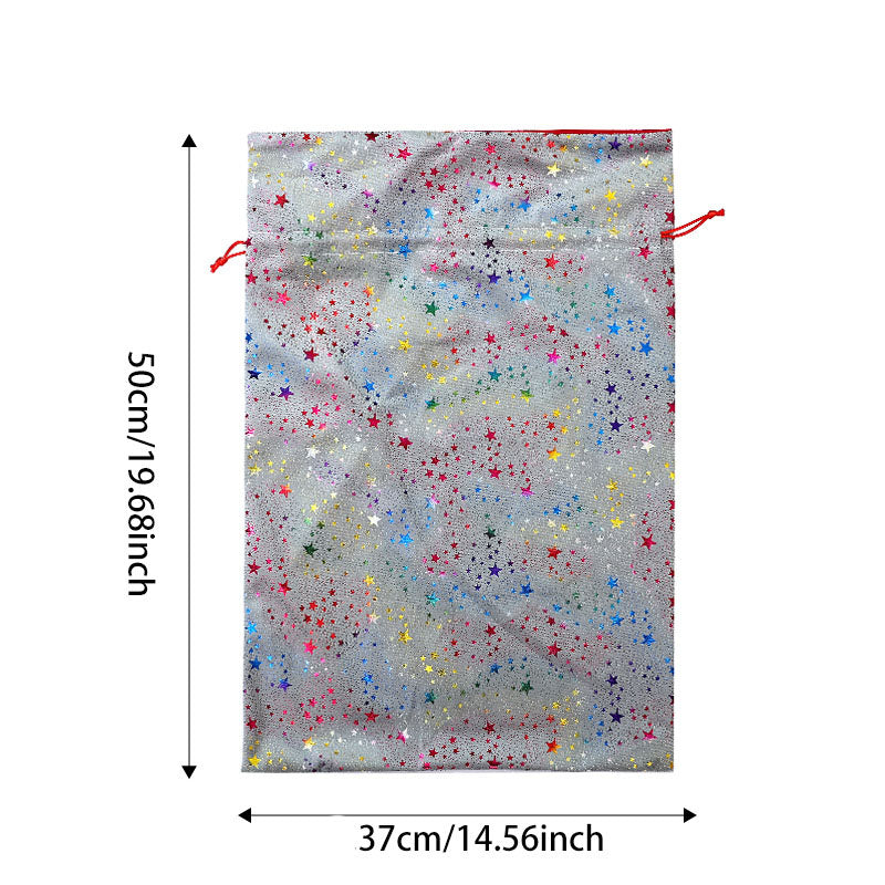 Reusable Christmas Gift Bag With Colorful Foil Stars