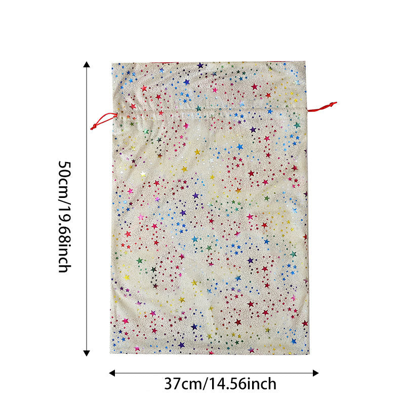 Reusable Christmas Gift Bag With Colorful Foil Stars