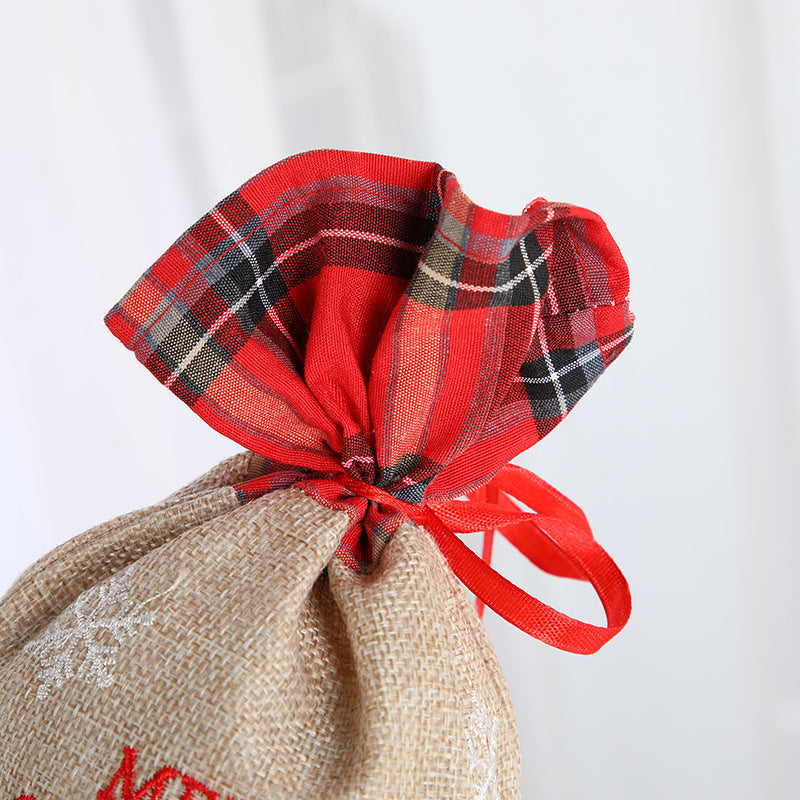 Christmas Gift Bag With Reusable Rustic Santa Design