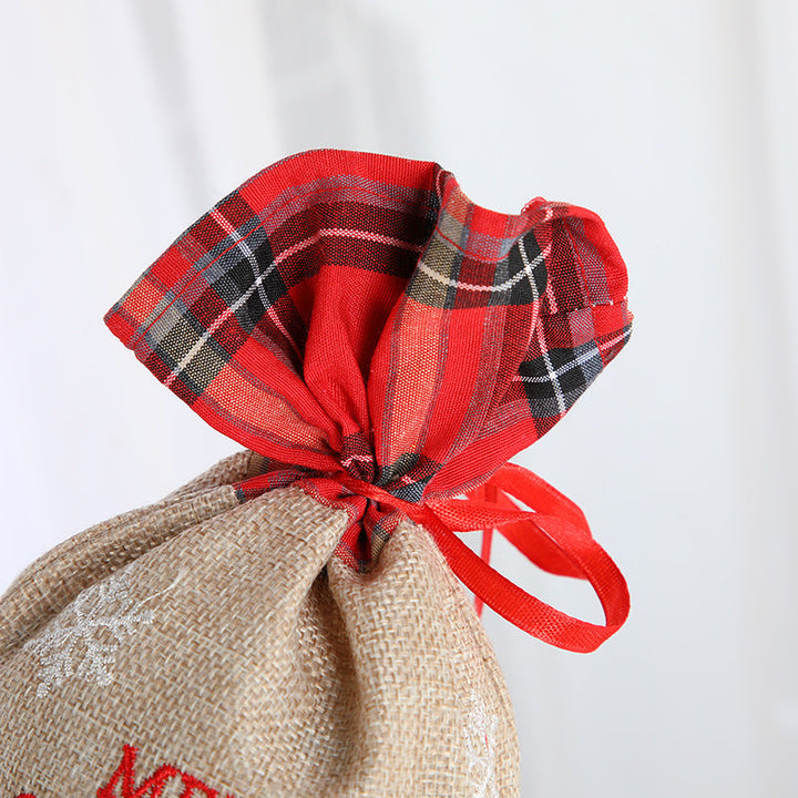 Christmas Gift Bag With Reusable Rustic Santa Design