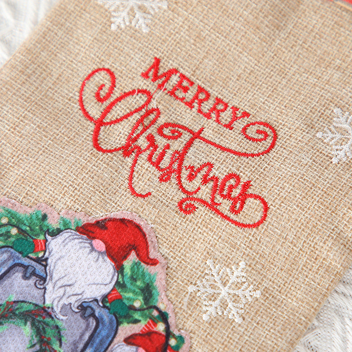 Christmas Gift Bag With Reusable Rustic Santa Design