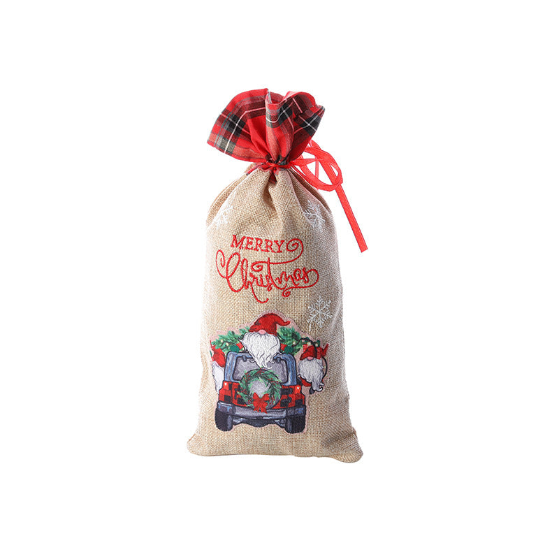 Christmas Gift Bag With Reusable Rustic Santa Design