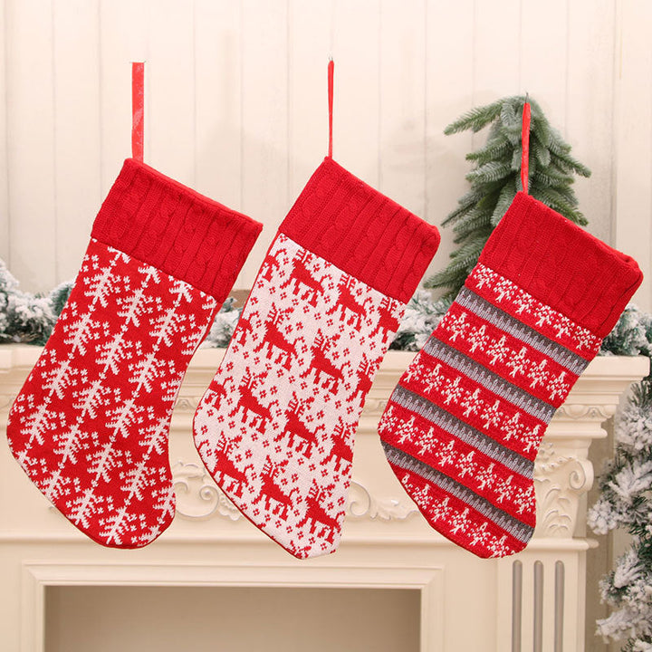 Knit Christmas Stockings Set - Cozy Cable-Knit Mantel Decor