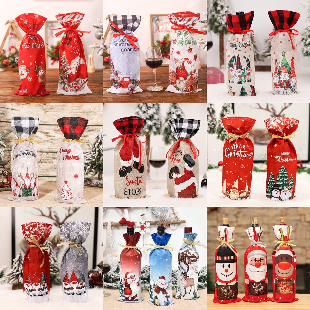 Christmas Wine Bottle Covers for Holiday Gift Giving