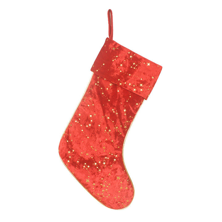Velvet Christmas Stocking With Gold Star Gift Holder