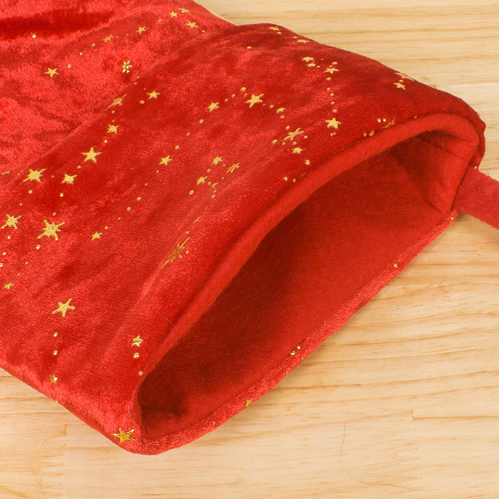 Velvet Christmas Stocking With Gold Star Gift Holder