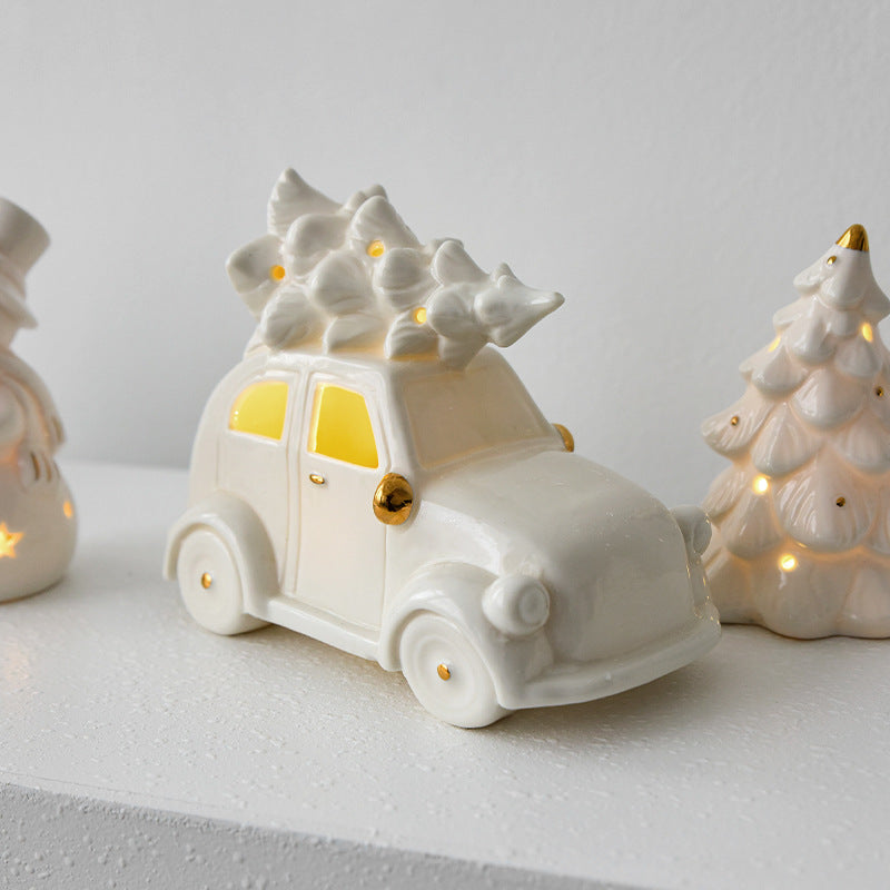Ceramic Christmas Car Decor With Cozy Holiday Glow