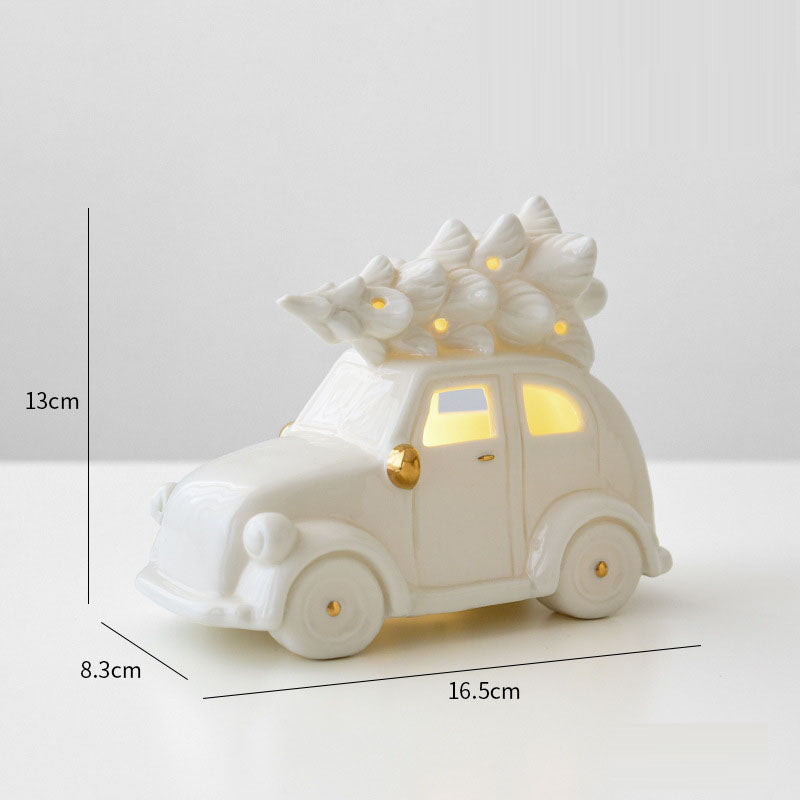 Ceramic Christmas Car Decor With Cozy Holiday Glow
