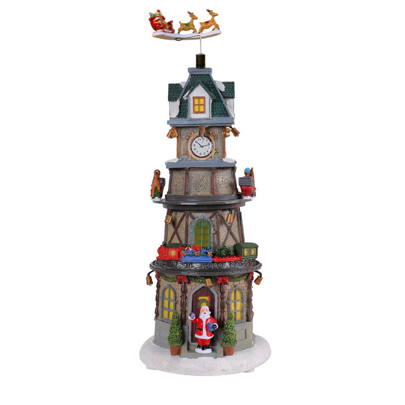 Christmas Rotating Music Box With Glowing Holiday Tower